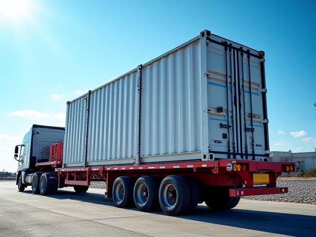 Industrial battery systems on a heavy-haul flatbed truck