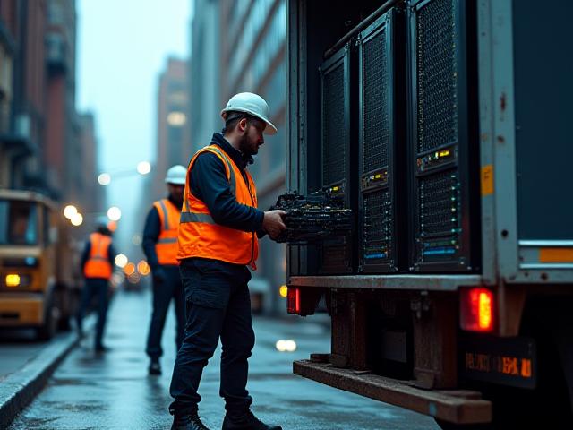 Server equipment being loaded into an agile delivery van